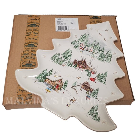 JULISKA BERRY & THREAD NORTH POLE 15" CERAMIC TREE PLATTER CHRISTMAS SANTA THEME - Picture 12 of 13